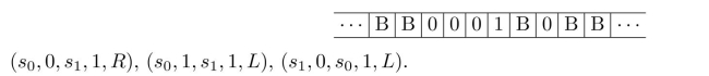 For the following Turing machine T, find the final tape when T is run on the following tape, beginning in the initial position (the first nonzero entry from the left):