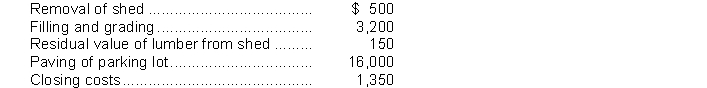 Angus Corp. acquires land for $105,000 cash. Additional costs are as follows:   Angus will record the cost of the land as A)  $105,000. B)  $109,400. C)  $109,900. D)  $126,200. 