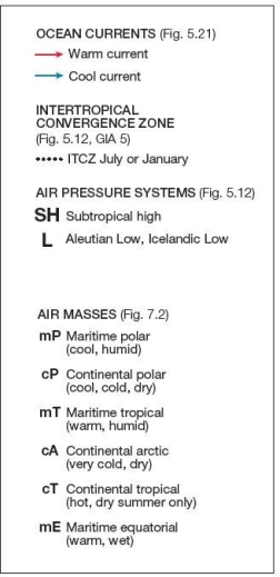    World Climate Classification  Which air mass appears to predominately influence the humid subtropical region? A) maritime polar (mP)  B) maritime tropical (mT)  C) continental tropical (cT)  D) continental polar (cP)  E) maritime equatorial (mE) 