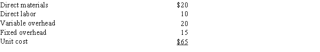 The following information relates to a product produced by Marigold Company:        Fixed selling costs are $650,000 per year, and variable selling costs are $10 per unit sold.Although production capacity is 400,000 units per year, the company expects to produce only 250,000 units next year.The product normally sells for $100 each.A customer has offered to buy 40,000 units for $80 each. The incremental cost per unit associated with the special order is: A)  $76. B)  $60. C)  $90. D)  $84.