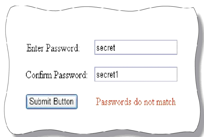   ​ -As shown in the accompanying figure,the ____ validation control can be used to ensure two passwords match.​ A) ​RequiredFieldValidator B) ​RegularExpressionValidator C) ​RangeValidator D) ​CompareValidator
