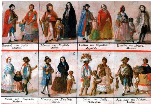 What can we infer about the New World from the painting  Mixed Races ?   A)  There was a complicated system of racial categorization. B)  There were strict laws against people of different races marrying and having children. C)  There were only two recognized races. D)  Racial categories were irrelevant.