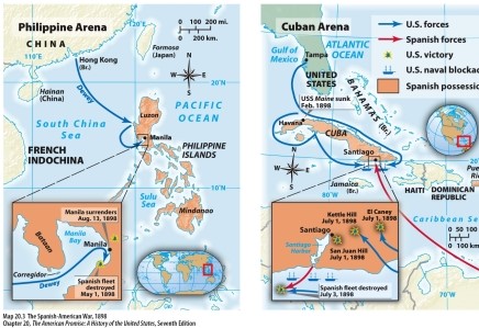 According to Map 20.3: The Spanish-American War,1898,which of the following was a Spanish possession in 1898?   A)  The Philippines B)  Haiti C)  The Dominican Republic D)  Formosa