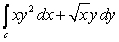 Use Green's Theorem to evaluate   where   is the closed curve shown in the following figure.  