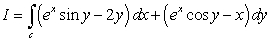Compute   where c is the curve shown in the figure.  
