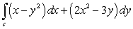 Use Green's Theorem to evaluate   where c is the piecewise linear path starting at (0,- 2) and then traveling to (2,4), (- 2,2), and (0,- 2), in that order.