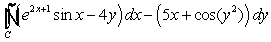 Evaluate   where   is the triangle with vertices   and   , traversed in a counterclockwise direction.