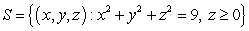 Compute   where   and S is the upper half of the sphere of radius 3, that is,   with upward-pointing normal.