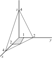 Use Stokes' Theorem to evaluate   where   and c is the boundary of the part of the plane   over the region   , oriented counterclockwise.  