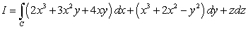Compute   along the curve   shown in the following figure.  