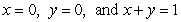 Let   and   be the triangle in the   plane enclosed by the lines   . Find the set of all the points   in   such that  