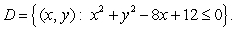 Let   be the region   Using polar coordinates   for the integral    A) find the limits of   .  B) find the limits of   .  C) convert the integral to polar coordinates.