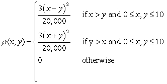 Calculate the probability that   where   and   are random variables with joint probability density  
