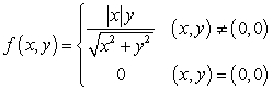Let   be the following function.    A) Determine whether   is continuous at the origin.  B) Compute the partial derivatives   and   .