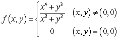 Let   be the function defined by   .  A) Determine whether   is continuous.  B) Compute whether   and   exist.  C) Determine whether   is differentiable at   .