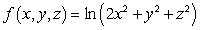 Find the derivative of   at the point   in the direction of the vector   , where   ,   and   .
