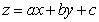 The plane   best fits the points       and   if the sum of   at these points is minimized by     and   Find the plane that best fits the points   , and   .