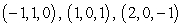 The plane   best fits the points       and   if the sum of   at these points is minimized by     and   Find the plane that best fits the points   , and   .
