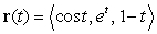 Parametrize the tangent line to the curve   at the point where   .