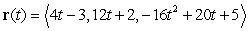 The path of a projectile is parametrized by   . Find the projectile's speed when it reached the point   .