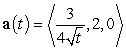 A particle moves so that   ,   , and   . The location of the particle at time   is: A)    . B)    . C)    . D)    . E)  The data are not sufficient to give an answer.
