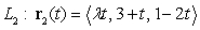 The following lines (   is a parameter) are known to be in one plane.     If they intersect at the point   , find the following.  A) the value of    B) the scalar equation of the plane
