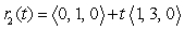The plane   is determined by the points   , and   .   is the trace of   in the xy-plane.   is the line   . Which of the following statements is correct? A)    and   intersect. B)    and   are parallel. C)    and   do not lie in one plane. D)  There is not enough data to conclude about the mutual position of   and   . E)    and   coincide.