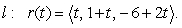 Let and be the plane and line determined by the following equations Find the equation of the line passing through the intersection point of and and parallel to the trace of in the plane.
