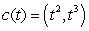 A moving particle is following the path   . At   the particle leaves the path on a straight line tangent to the path. If the particle maintains the same speed as when it left the path, what are the x- and y-coordinates of the particle's position when   ?