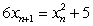 Let   be defined recursively by   ,   . Which of the following statement holds? A)    is increasing and converging to 1. B)    is decreasing and converging to 1. C)    is decreasing and converging to 5. D)    is increasing and converging to 5. E)  None of the above is correct.
