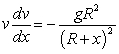 An object of constant mass is projected away from the earth with initial velocity   in a direction perpendicular to the earth's surface. Assuming there is no air resistance and considering the variation of the earth's gravitational field as a function of the altitude   above the earth's surface, the velocity of the object satisfies the differential equation   , where   is the radius of the earth.    A) Solve for the velocity   as a function of   .  B) What is the maximum altitude   of the object if its initial velocity is   ?  C) Find the escape velocity, that is, the least initial velocity for which the body will not return to the earth. (Hint: find   such that   .)
