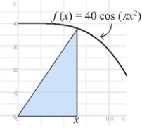 Find the mass of a rod of length   aligned on the positive   -axis if its mass density   equals the area of the right triangle shown in the figure.  