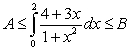 Using the global extrema of   on   , find   and   such that  