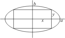 Find the dimensions and the perimeter of the rectangle with maximum perimeter, inscribed in the ellipse   .  