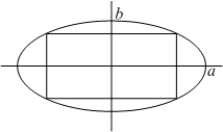 Find the dimensions and the area of the rectangle with maximum area inscribed in the ellipse   .  