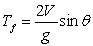 The flight-time of a shell shot at an angle   and initial velocity   is   . Compute the average rate of change of the flight time for   in the interval   .