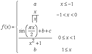 Find all values of   and   which make the following function continuous:  