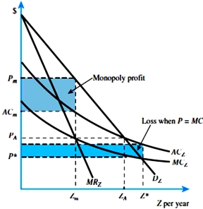   Refer to Figure 16.3 below.When the MC<sub>z</sub> line crosses the D<sub>z</sub> line,profits for the firm are  A)  0. B)  greater than 1. C)  less than 0. D)  ∞.