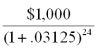 <strong>A zero coupon bond with a face value of $1,000 is issued with an initial price of $463.34.The bond matures in 25 years.What is the implicit interest,in dollars,for the first year of the bond's life?</strong> A)$9.08 B)$12.56 C)$14.48 D)$21.47 E)$31.25