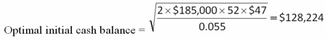 <strong> Theo's Bar & Grill needs $153,000 a week to pay bills.The standard deviation of the weekly disbursements is $9,600.The firm has established a lower cash balance limit of $40,000.The applicable interest rate is 3.5 percent and the fixed cost of transferring funds is $40.Based on the BAT model,what is the optimal average cash balance?</strong> A) $36,199 B) $49,568 C) $67,426 D) $99,136 E) $112,400