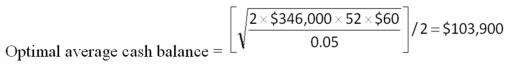   -The Cow Pie Spreader Co.spends $214,000 a week to pay bills and maintains a lower cash balance limit of $150,000.The standard deviation of the disbursements is $16,000.The applicable weekly interest rate is 0.025 percent and the fixed cost of transferring funds is $49.What is the firm's cash balance target based on the Miller-Orr model? A)  $183,511 B)  $208,511 C)  $251,006 D)  $254,545 E)  $258,878