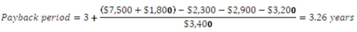   -A project has an initial cost of $18,400 and produces cash inflows of $7,200,$8,900,and $7,500 over three years,respectively.What is the discounted payback period if the required rate of return is 16 percent? A)  2.31 years B)  2.45 years C)  2.55 years D)  2.62 years E)  never