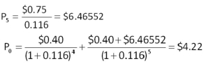   -Sweatshirts Unlimited is downsizing.The company paid a $2.80 annual dividend last year.The company has announced plans to lower the dividend by 25 percent each year.Once the dividend amount becomes zero,the company will cease all dividends and go out of business.You have a required rate of return of 18 percent on this particular stock given the company's situation.What are your shares in this firm worth today on a per share basis? A)  $4.88 B)  $6.91 C)  $8.68 D)  $19.29 E)  $22.11