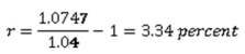   -Getty Markets has bonds outstanding that pay a 5 percent semiannual coupon,have a 5.28 percent yield to maturity,and a face value of $1,000.The current rate of inflation is 4.1 percent.What is the real rate of return on these bonds? A)  0.86 percent B)  0.90 percent C)  1.04 percent D)  1.13 percent E)  1.19 percent