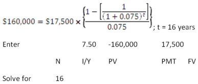 <strong> Today,you borrowed $6,200 on your credit card to purchase some furniture.The interest rate is 14.9 percent,compounded monthly.How long will it take you to pay off this debt assuming that you do not charge anything else and make regular monthly payments of $120?</strong> A) 5.87 years B) 6.40 years C) 6.93 years D) 7.23 years E) 7.31 years