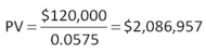   -You just paid $750,000 for an annuity that will pay you and your heirs $42,000 a year forever.What rate of return are you earning on this policy? A)  4.85 percent B)  5.10 percent C)  5.35 percent D)  5.60 percent E)  5.85 percent
