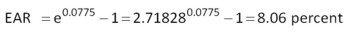   -You are going to loan a friend $550 for one year at a 6 percent rate of interest,compounded annually.How much additional interest could you have earned if you had compounded the rate continuously rather than annually? A)  $0.84 B)  $1.01 C)  $1.10 D)  $1.23 E)  $1.28