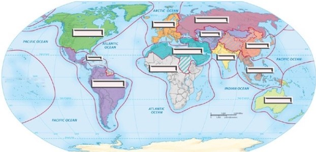 Please identify the twelve world regions that are covered in your textbook in the blanks on the map below. Why have the authors of your textbook identified these specific regions?   
