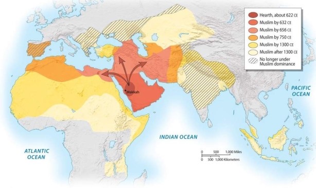 In what year did Islam originate in the region of North Africa and Southwest Asia?   A)  346 CE B)  622 CE C)  1022 CE D)  1289 CE E)  1492 CE