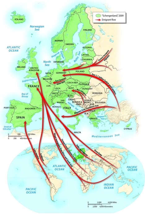 Which of the following places is the LEAST likely source region for an immigrant to the United Kingdom?   A)  the Caribbean B)  India and Pakistan C)  Turkey D)  Hong Kong E)  Anglophone countries in Africa
